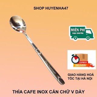 Muỗng thìa inox cafe cán V dày đẹp thìa ăn sữa chua inox