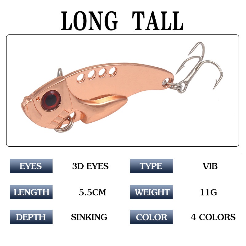 Mồi Câu Cá 3D 3.8g / 7g / 11g Mắt Kim Loại 4 Màu