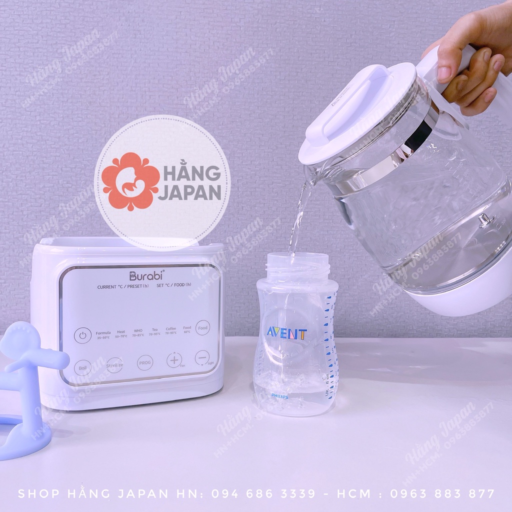 Ấm đun nước BURABI đa chức năng đun sôi, giữ ấm, làm ấm, làm nóng, pha trà,...bảo hành chính hãng 1 năm