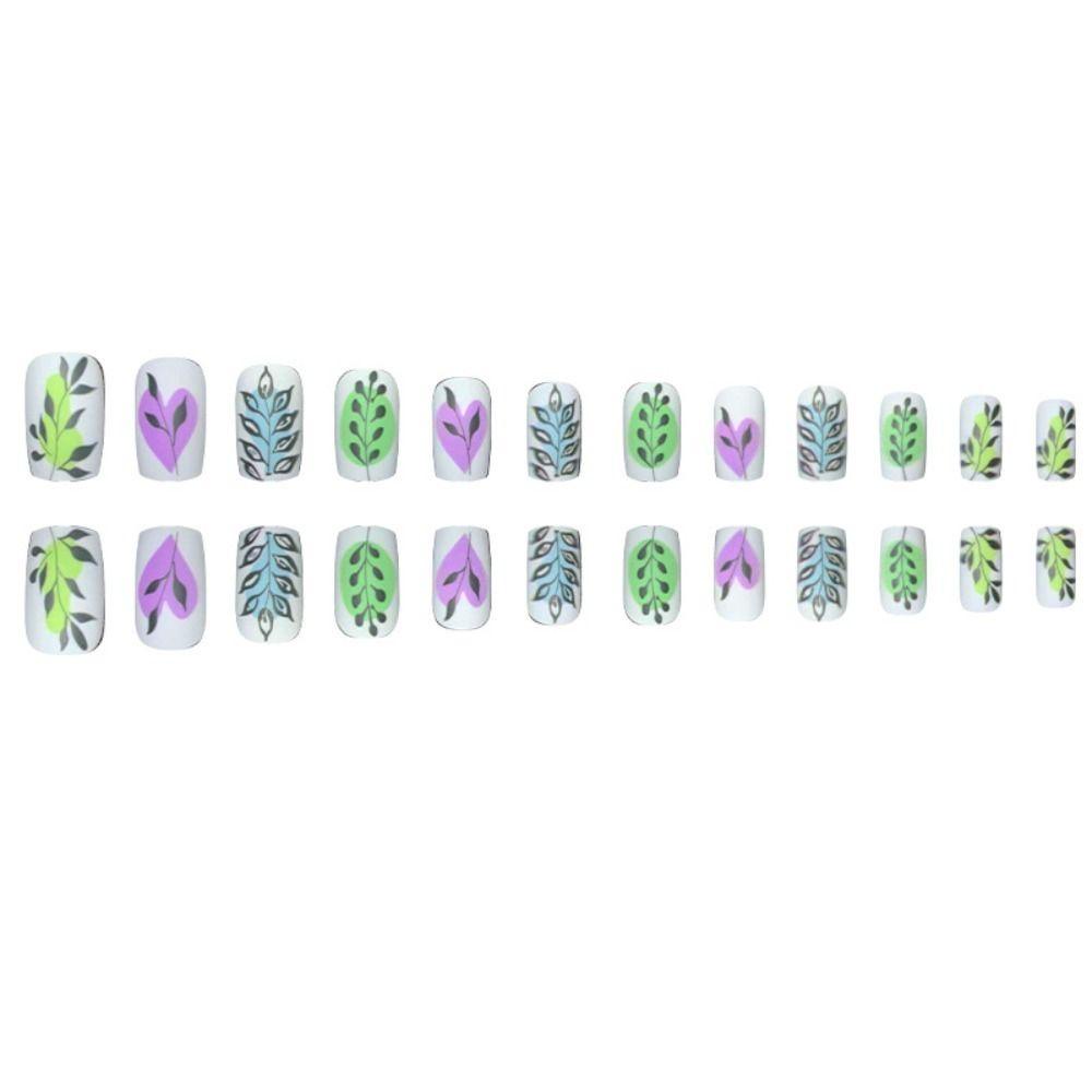 DIACHAVN Móng Tay Giả Hình Chiếc Lá Phong Cách Graffiti