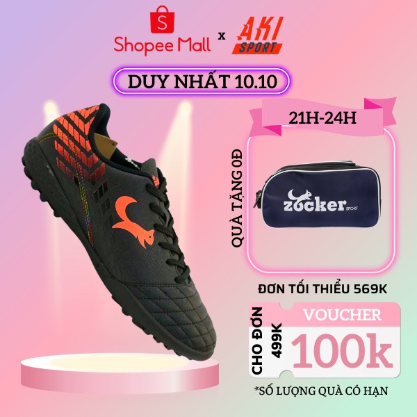 Giày đá bóng cỏ nhân tạo Zocker Space Đen thể thao nam chính hãng cao cấp - ZS004