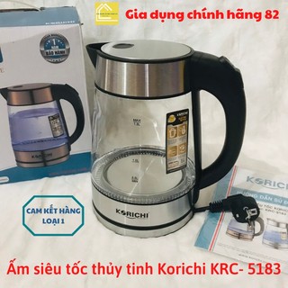 Ấm siêu tốc thủy tinh Korichi-5183, thủy tinh chịu nhiệt cao cấp ,có đèn led sáng khi nấu, hàng cao cấp loại 1.