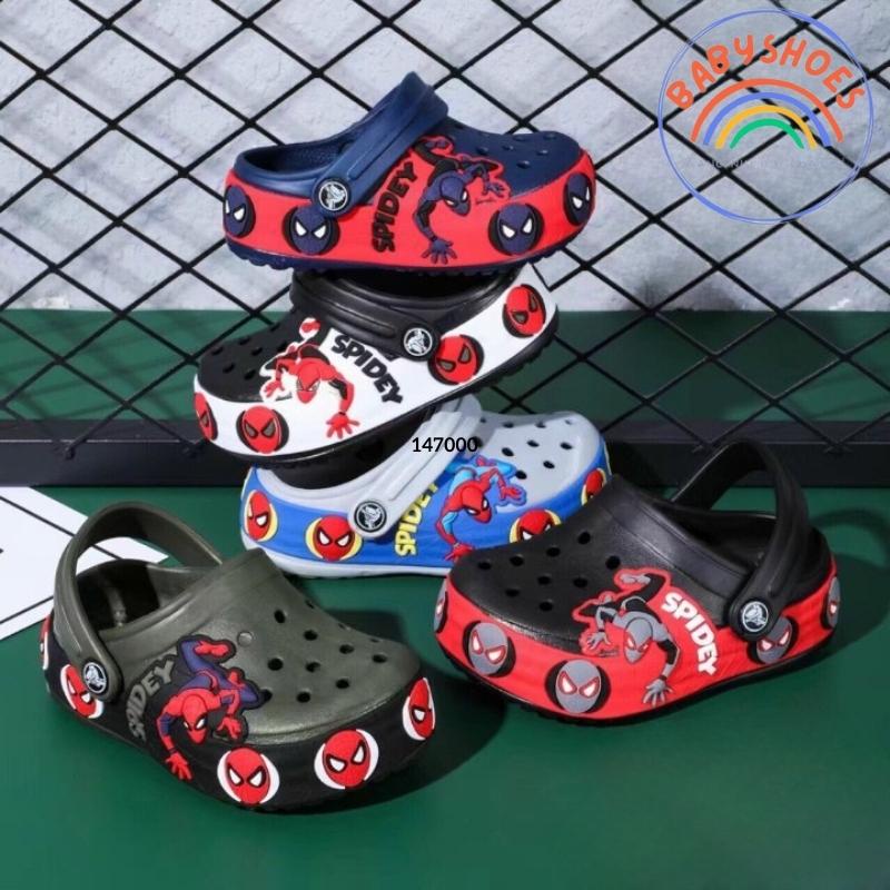 Dép Sục Người Nhện Cho Bé Trai BS00 Sục Trẻ Em Siêu Nhân Ô Tô Cross Crocs Chống Trơn Trượt Êm Chân BabyShoes