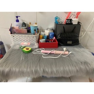 Thảm lông dài chụp nail chụp sản phẩm màu xám hồ ly lông dài trải bàn trang điểm tủ ghế.