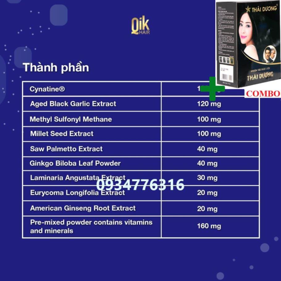 Combo Gội Là Đen Thái Dương+ Viên uống QIK HAIR (cho Nam) giảm rụng, mọc tóc chắc khỏe (30 viên)