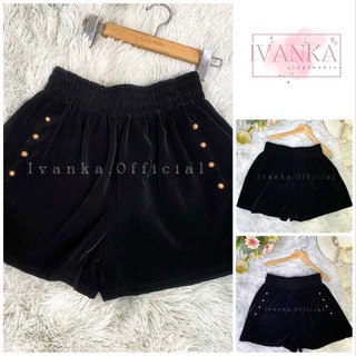 Quần nữ short nhung quần nhung cạp chun, ống quần rộng thoáng mát.151