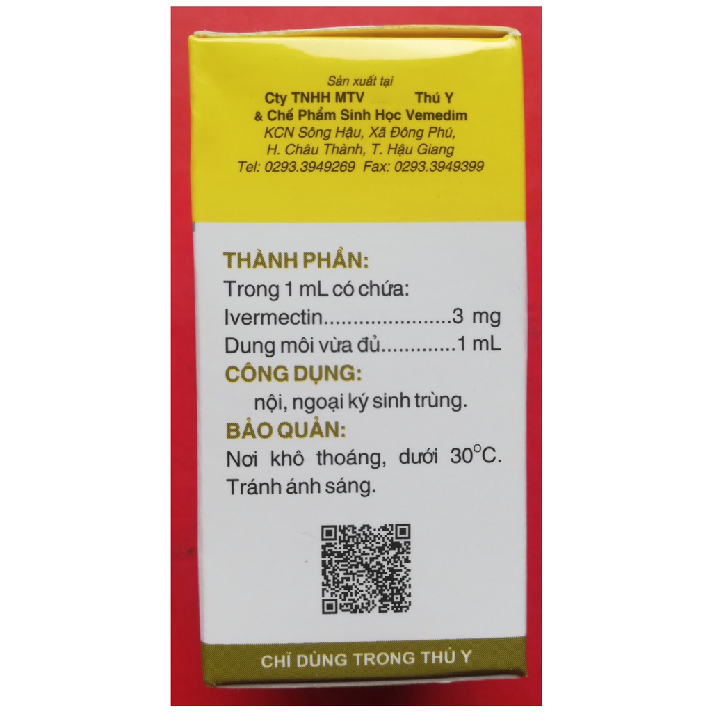 1 lọ Vimectin 20 ml Sản phẩm cao cấp chuyên dùng cho trâu, bò, dê, cừu, heo, gia cầm, chó, mèo, thỏ