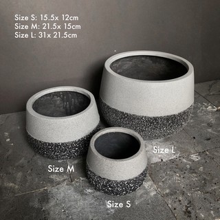 (THANH LÝ) Chậu trồng cây trong nhà dáng bầu composite
