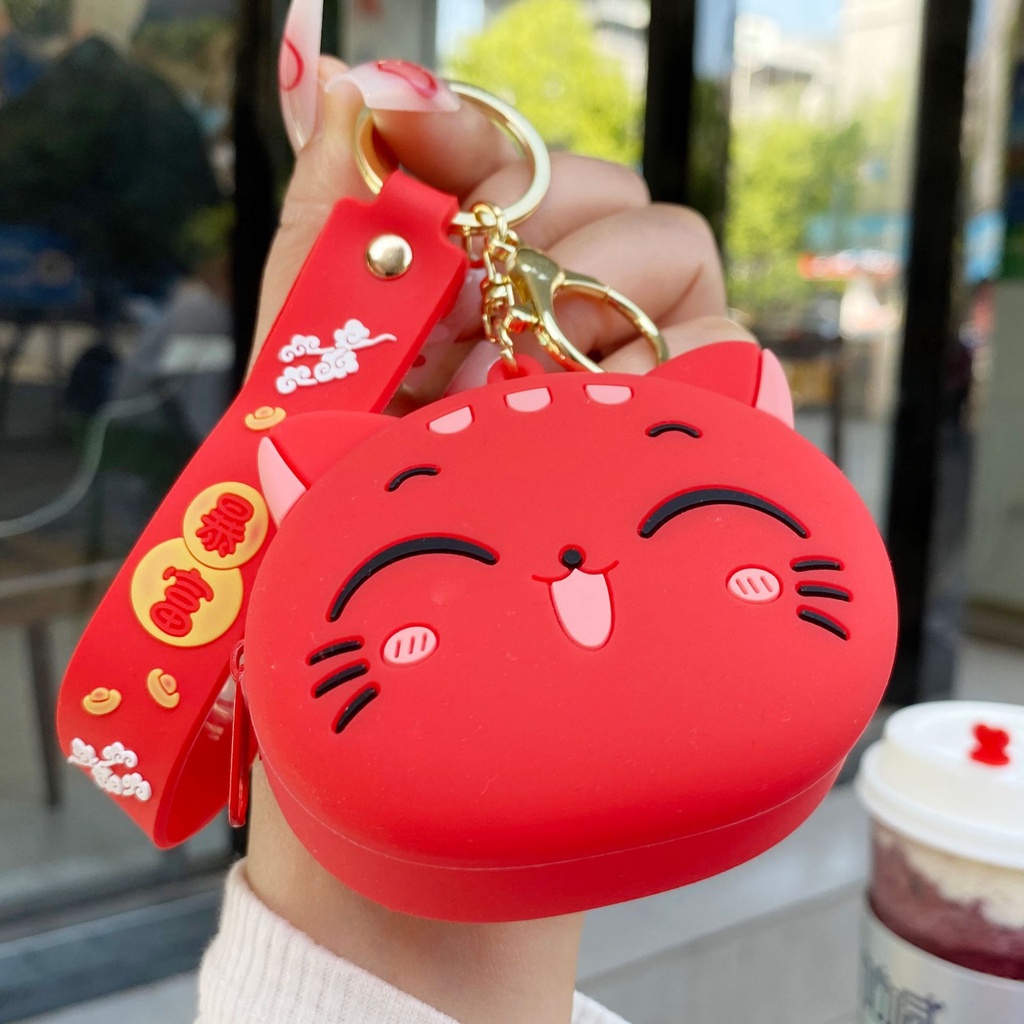 Hoạt Hình Túi Đựng Tiền Xu / Tai Nghe Hình Mèo Dễ Thương