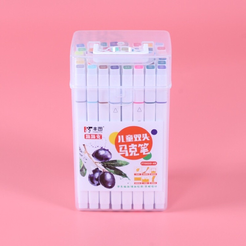 Bút dạ màu marker 2 đầu cao cấp hộp nhựa 12/18/24/36 màu