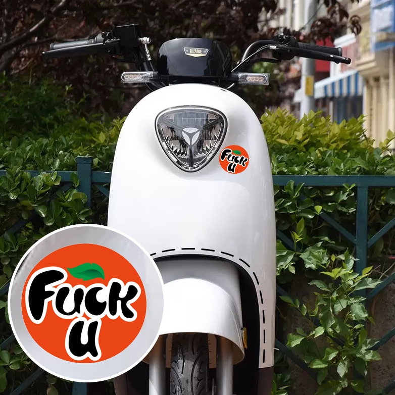 Fanta LOGO Funny Motorcycle Dán không thấm nước Tinh nghịch Orange Car Rar Car Window Decal trang trí cho Vespa