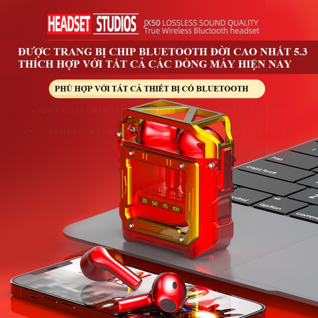 Tai nghe không dây bluetooth Gaming JX50 ANC thiết kế thể thao và gaming cao cấp