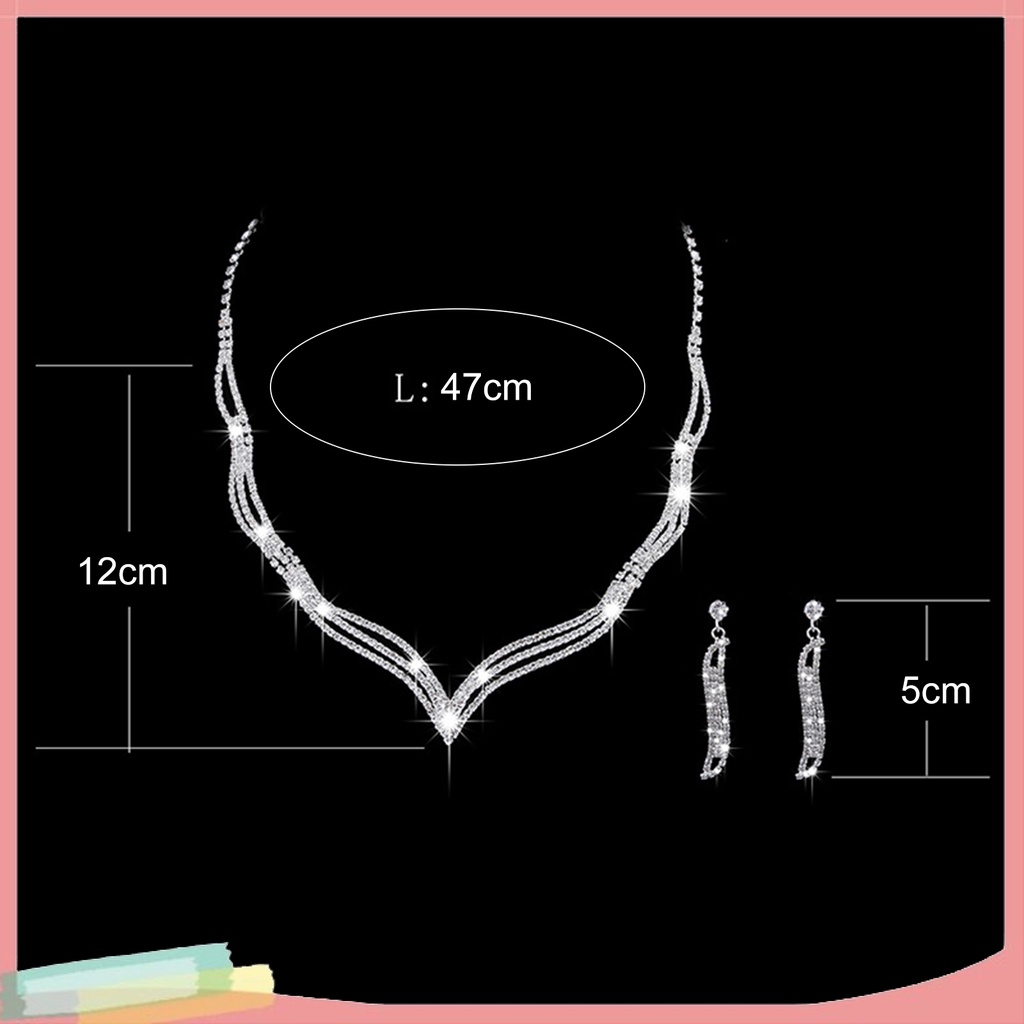 Set 2 Vòng cổ Và Đôi Khuyên Tai Đính Đá Thời Trang Thanh Lịch Dành Cho Nữ