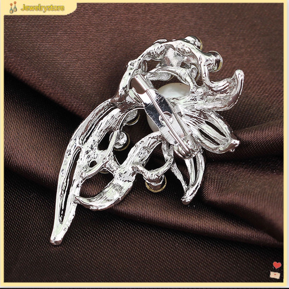 Ghim cài áo kim loại đính kim cương và ngọc trai giả thời trang cho nữ