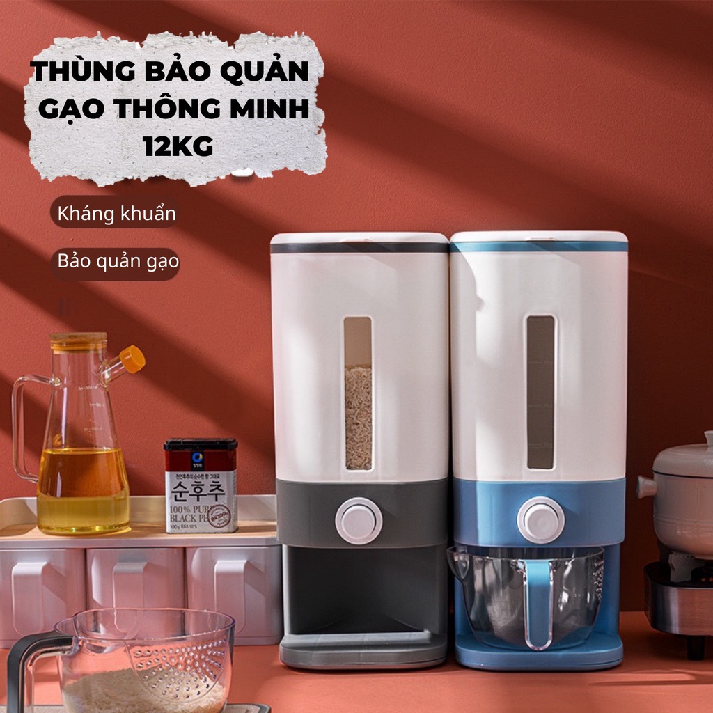 Thùng bảo quản gạo thông minh 12kg 3 trong 1 kiểu nhật tts chống ẩm mốc