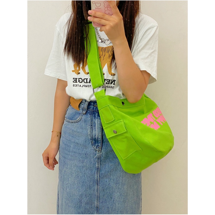 Túi Đeo Chéo Vải canvas Cỡ Lớn Phong Cách retro Hàn Quốc Cho Nữ