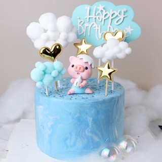 💞phụ kiện trang trí bánh kem💞 bé heo cầm bình sữa