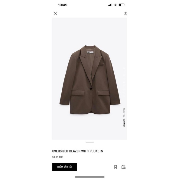 Áo blazer ZR màu nâu tây cho nữ, áo vest nữ dài tay 2 lớp có đệm vai cá tính phong cách Hàn Quốc