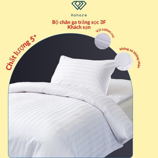 Bộ ga 2 vỏ gối khách sạn màu trắng Riotex size: 180cm x 200m vải cotton cvc trắng sọc khách sạn