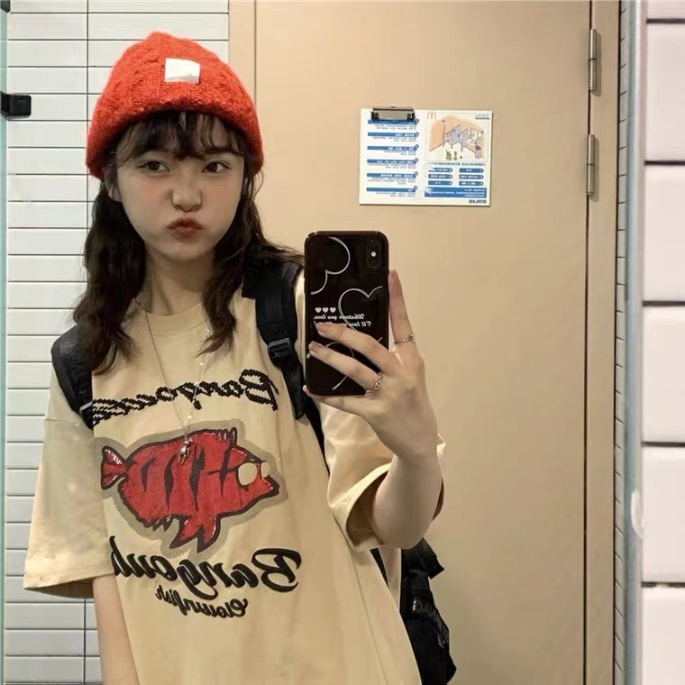 NRVP Áo Thun Unisex Mùa Hè Dáng Suông Tay Cộc Phong Cách Hàn Quốc Cho Nam Nữ