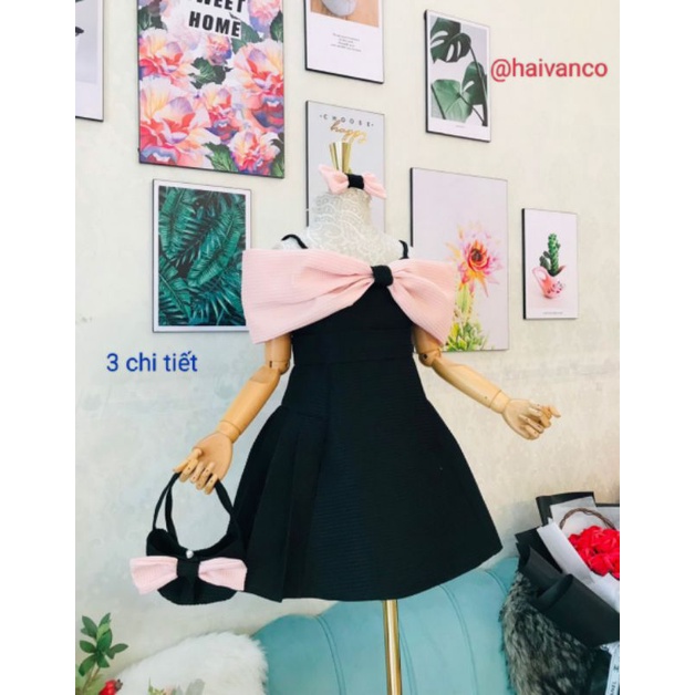 Đầm váy dự tiệc dạ hội bé gái 3 chi tiết vải cao cấp haivanco 12 đến 40 kg mềm mại và thoáng mát đi học đi chơi đều đẹp