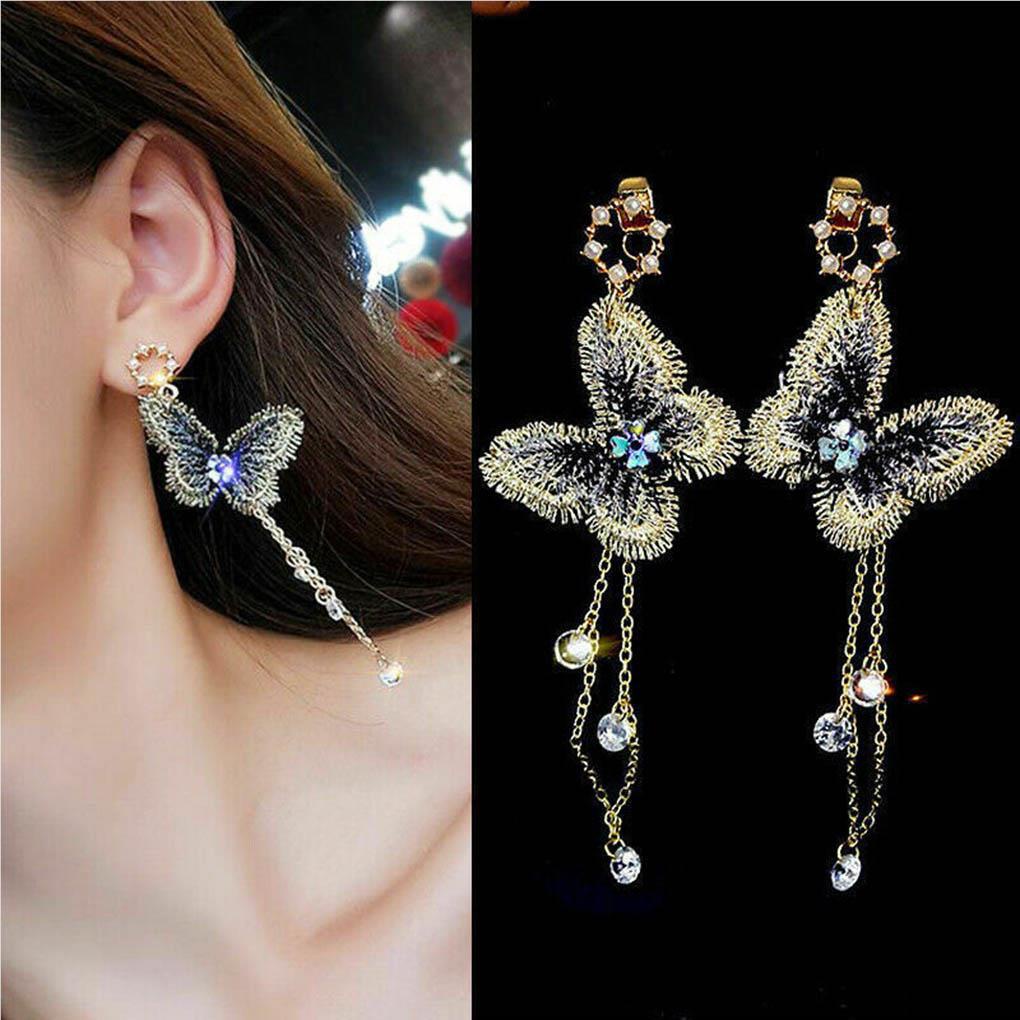 1 Đôi Bông Tai Dài Tua Rua Đính Đá Cổ Điển Dành Cho Nữ