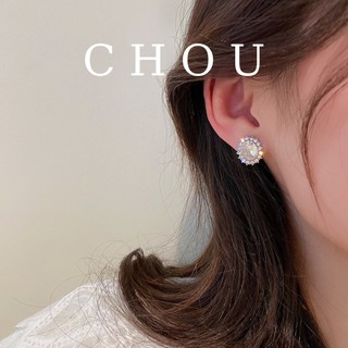 Bông Tai Oval Đính Đá | CHOU ACCESSORIES |