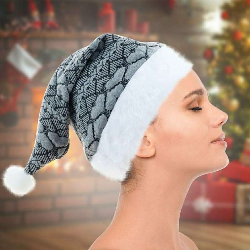 Mũ Giáng Sinh Vải Dệt Kim Mềm Mại Thoải Mái Chất Lượng Cao Giữ Ấm Mùa Đông Họa Tiết Sọc Trái Tim / Ông Già Noel