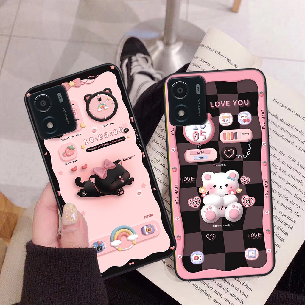 Ốp Vivo Y01 hình đồng hồ icon gấu mèo cute cực dễ thương ngộ nghĩnh