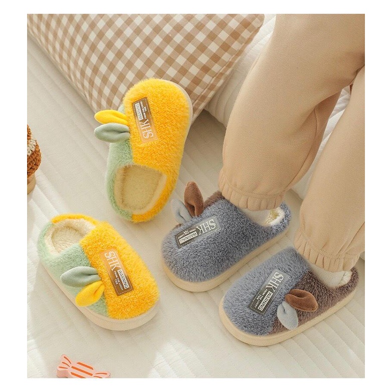 Dép bông trong nhà, dành cho bé Mix 2 màu tinh tế, lớp lông siêu êm mềm mợt SC06