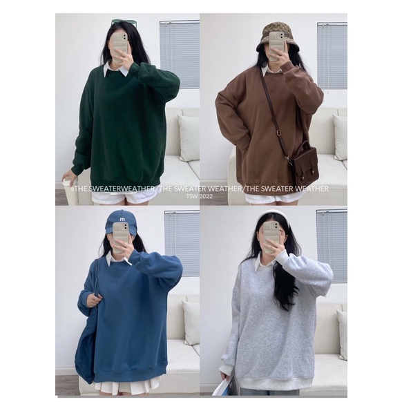 Áo Nỉ Bông Sweater Trơn Hàng QC ÁO ĐÔI NHÓM NAM NỮ