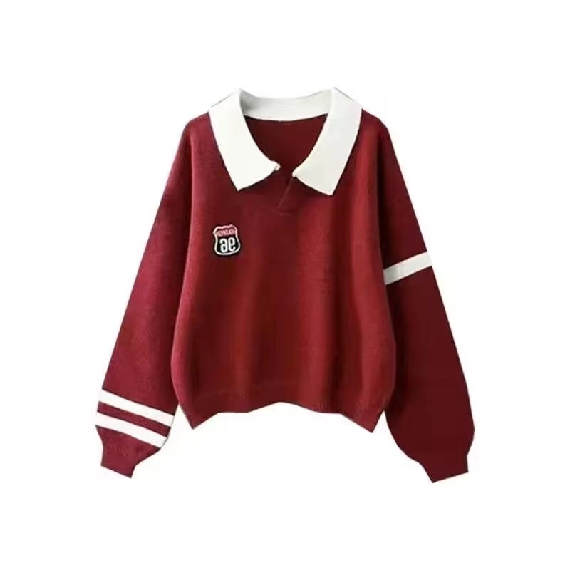 Set Áo Thun polo Dài Tay + Chân Váy Xòe Thời Trang Hàn Cho Nữ