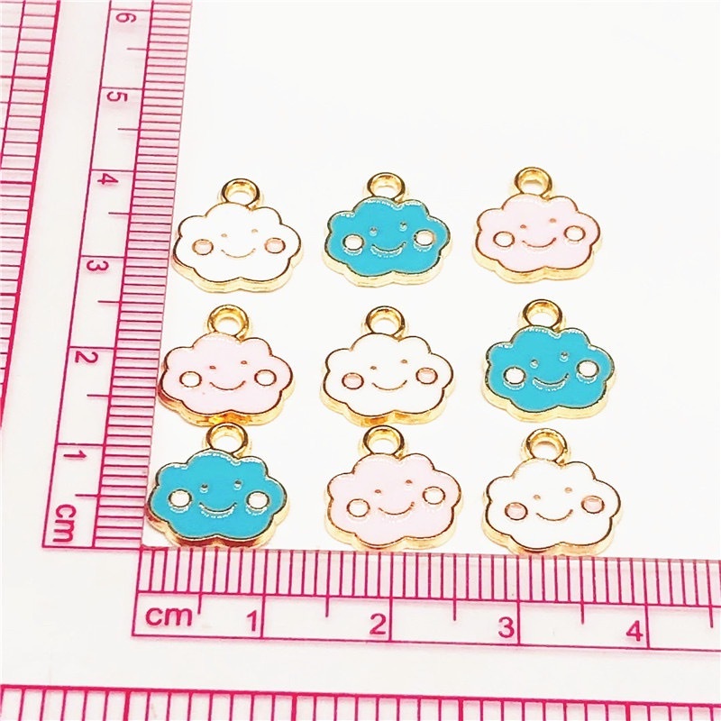 Bộ 4 Mặt Vòng cổ Hình Đám Mây Mặt Cười Tráng Men Bằng Hợp Kim Dùng Làm Trang Sức DIY