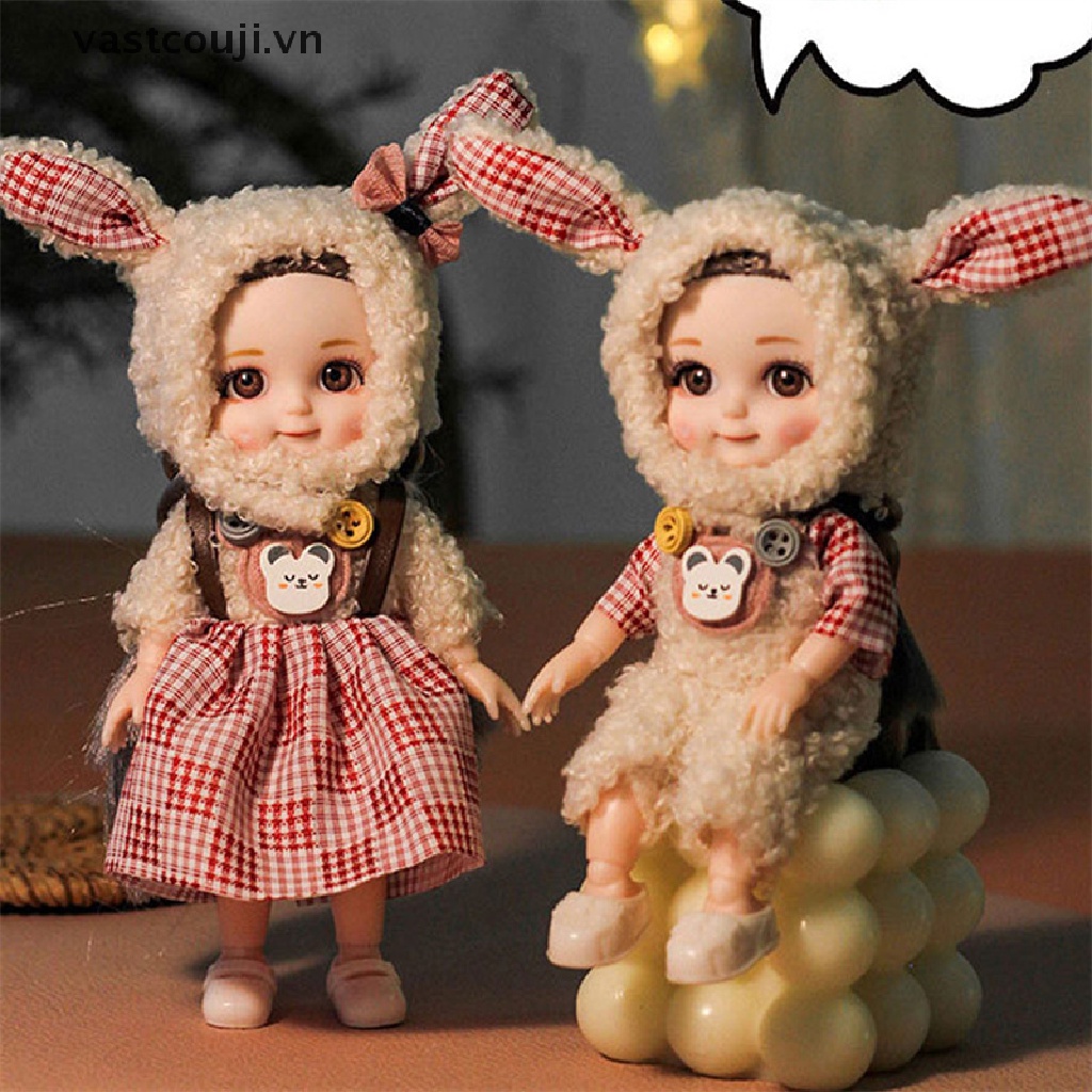 Búp Bê VASTJI Mặc Đồ Tai Thỏ 17CM Dễ Thương