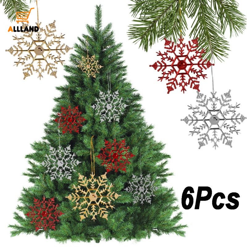 Set 6 Bông Tuyết Nhựa Mạ Kim Tuyến 10CM Trang Trí Cây Thông Noel