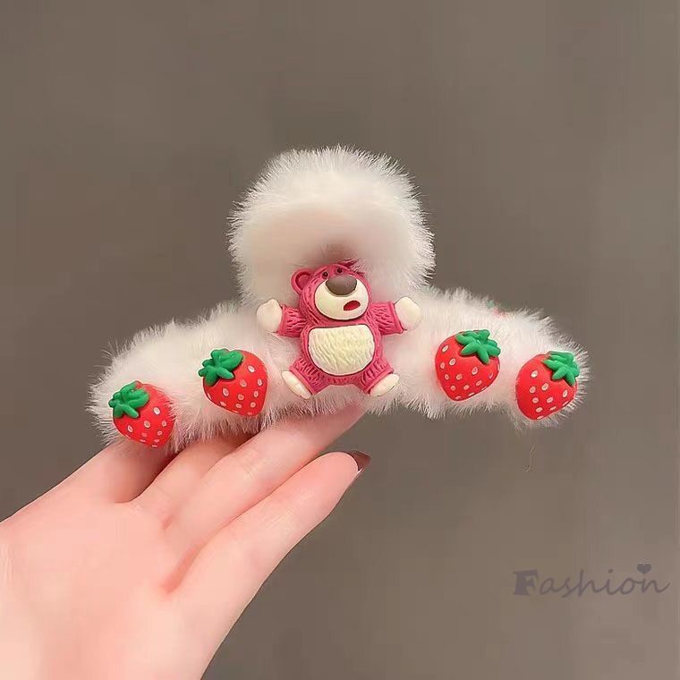 Kẹp Tóc Càng Cua Phủ Lông Dày Dặn Cỡ Lớn Dễ Thương Thời Trang Cho Nữ