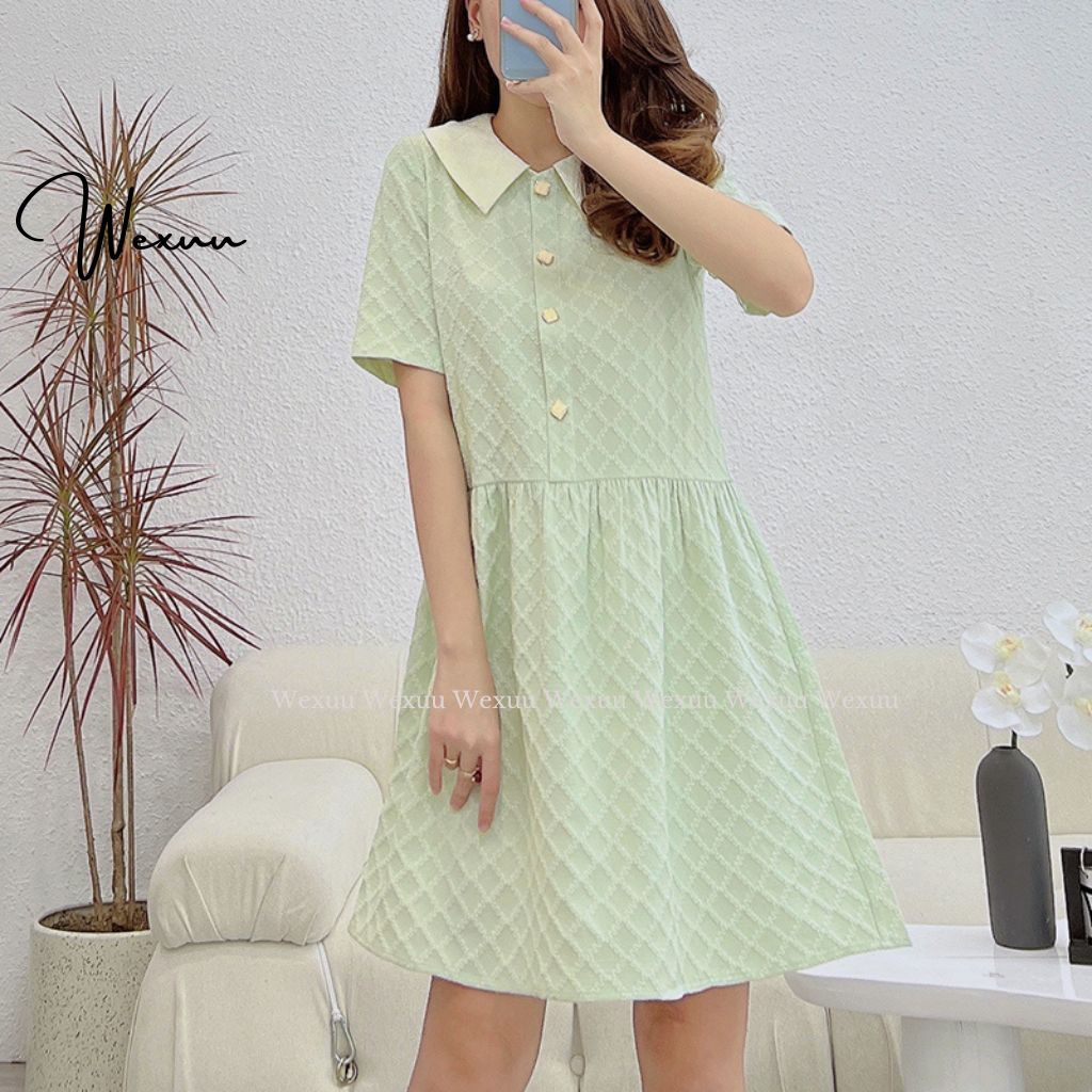 Đầm nữ thiết kế Wexuu Design dáng babydoll cổ tròn xòe nhẹ trẻ trung, chất liệu mềm mát cao cấp - V05 họa tiết