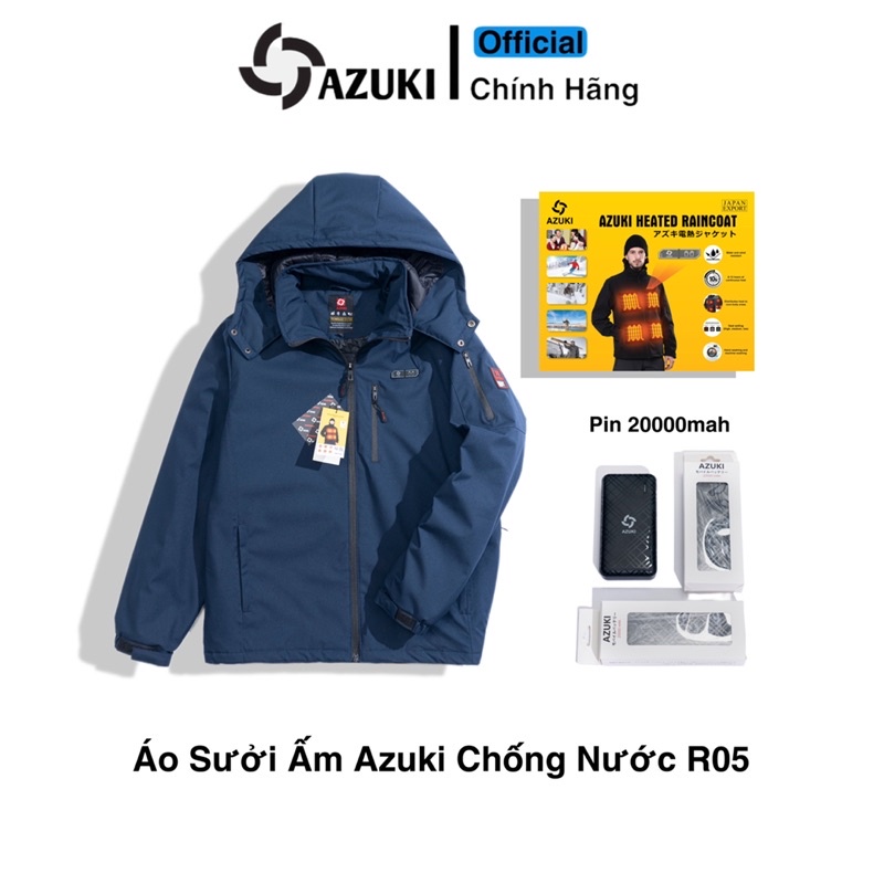 Áo Sưởi AZUKI Raincoat R05 Chống Mưa Tuyệt Đối, Pin 20000mah Thời Gian Từ 10 Đến 15 Tiếng