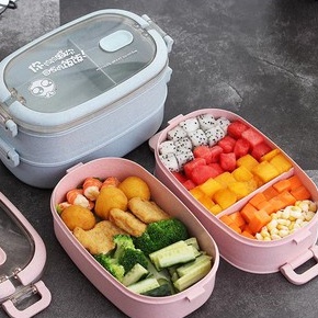 Hộp Cơm Lúa Mạch 2 Tầng Hàn Quốc - Cặp Lồng Cơm Giữ Nhiệt Văn Phòng
