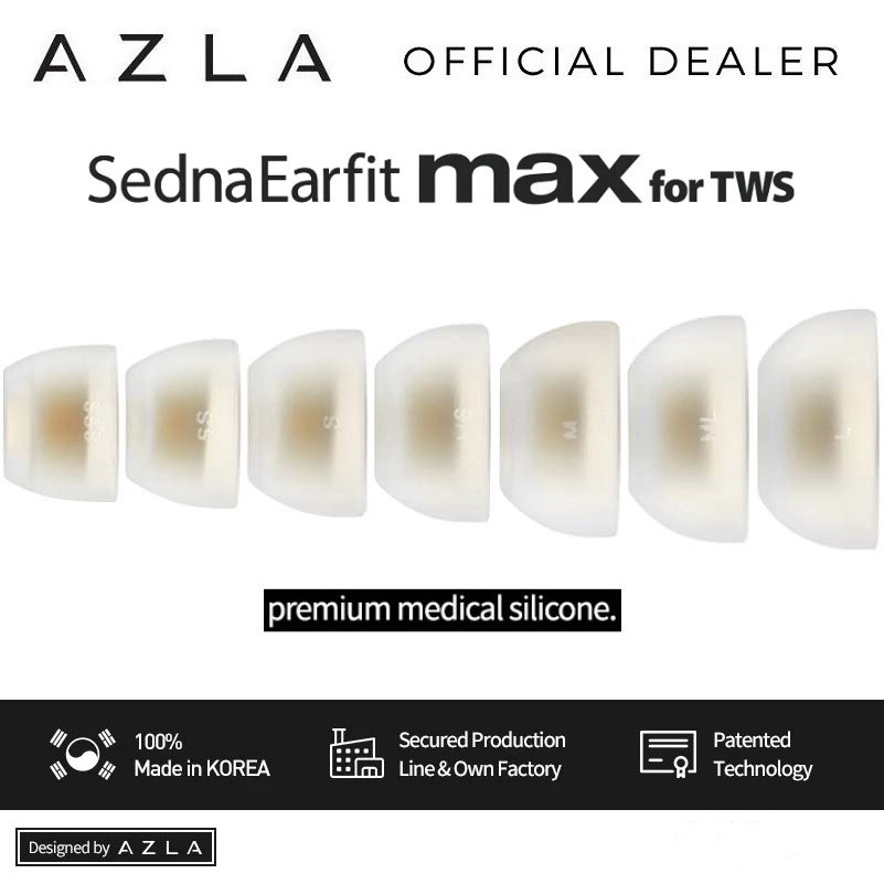 Set 2 Cặp Nút Tai Nghe Không Dây Bằng Silicon Cấp Y Tế 2022 AZLA SednaEarfit MAX