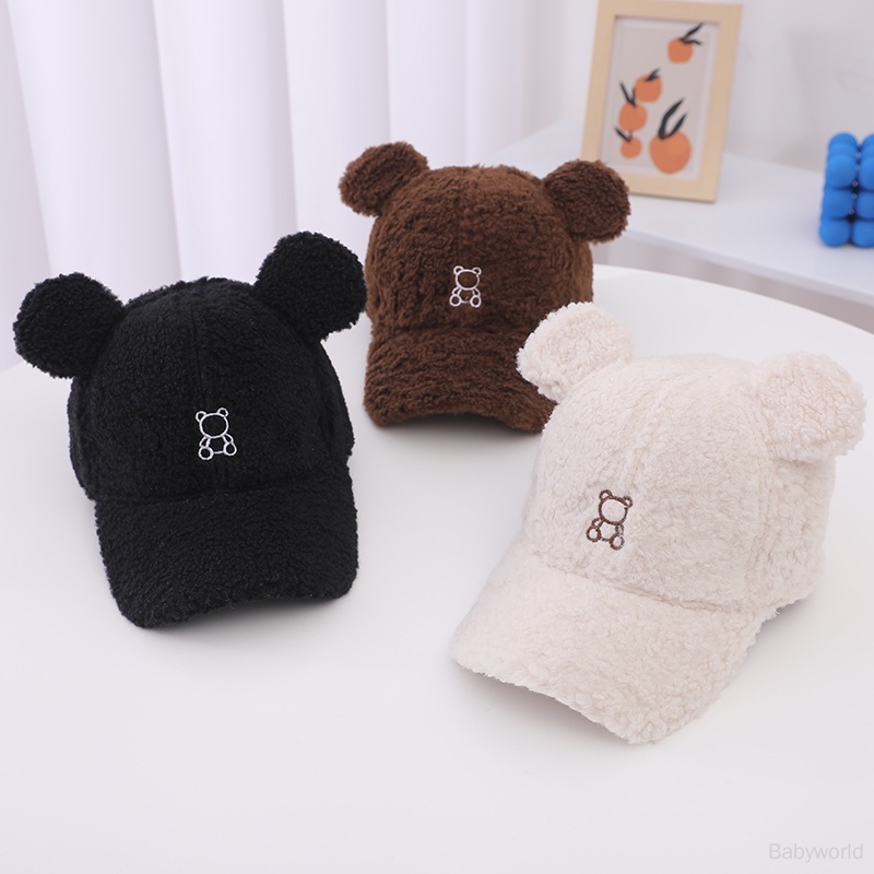 Mũ Lưỡi Trai Nhung Lông Thêu Trang Trí Hình Hoạt Hình Dành Cho Trẻ Nhỏ