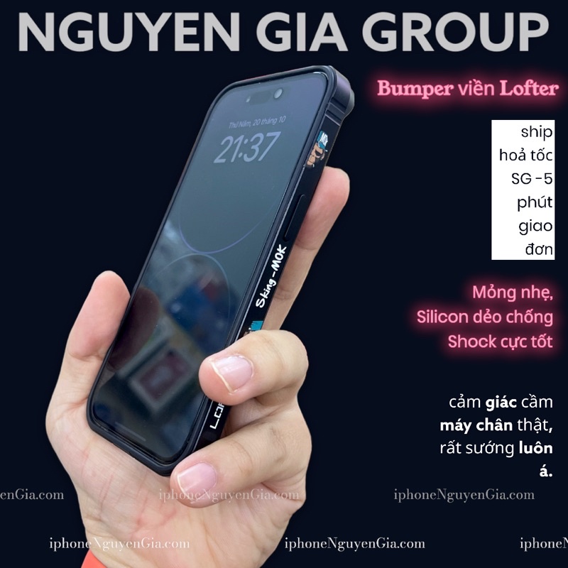 Bumper Viền iPhone 14 Pro max tím silicon dẻo Lofter  Monkey -Ốp viền silicon đen cho iP 14 Pro tại nguyễn gia group Q5
