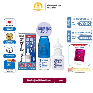 Xịt xoang mũi ngạt mũi Nazal Sato 30ml nội địa Nhật Bản