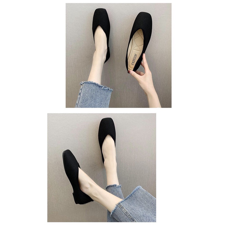 Giày Búp Bê Đế Mềm Mũi Vuông Size Lớn 35-43 41 Thời Trang Xuân Thu Cho Nữ