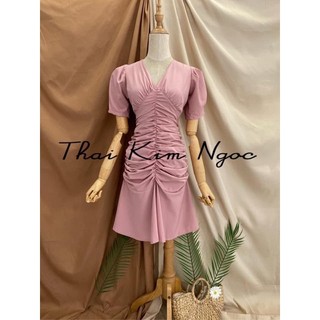 ĐẦM CỔ V NHÚN THÂN BÈO ĐUÔI CÁ