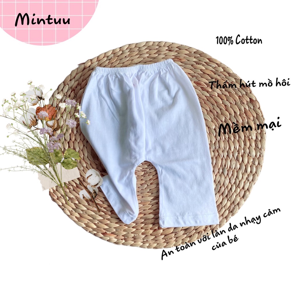 Quần đáy nêm, quần đóng bỉm trắng cho bé sơ sinh thương hiệu Mintuu, chất liệu vải 100% cotton