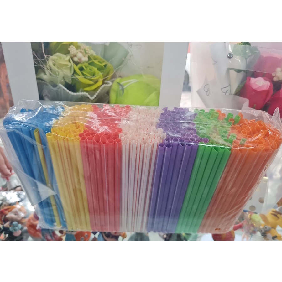 Ống hút 7 màu 400g / Bịch ống hút 7 màu có 420->430 cái