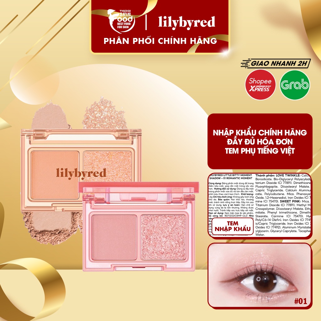 Bảng Phấn Mắt 2 Ô Siêu Xinh, Bền Màu Lilybyred Little Bitty Moment Shadow