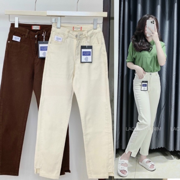 Quần kaki nữ quần ôm suông co giãn 4 chiều gấu cao thấp phong cách Hàn Quốc  ẢNH THẬT