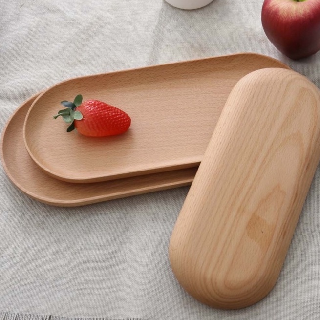 Khay Gỗ Đựng Đồ Ăn, Decor Hình Oval Chất Liệu Gỗ Beech Siêu Xinh - Kho đồ gỗ Hà Nội